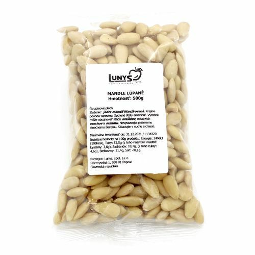 Mandle blanšírované (lúpané) 500g Lunys
